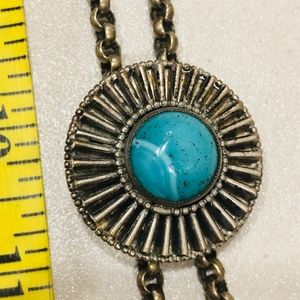 Silvertone Southwestern bolo style faux turquoise